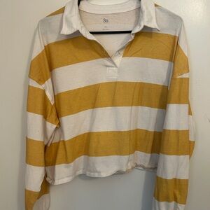 SO Yellow and White Striped Crop Top